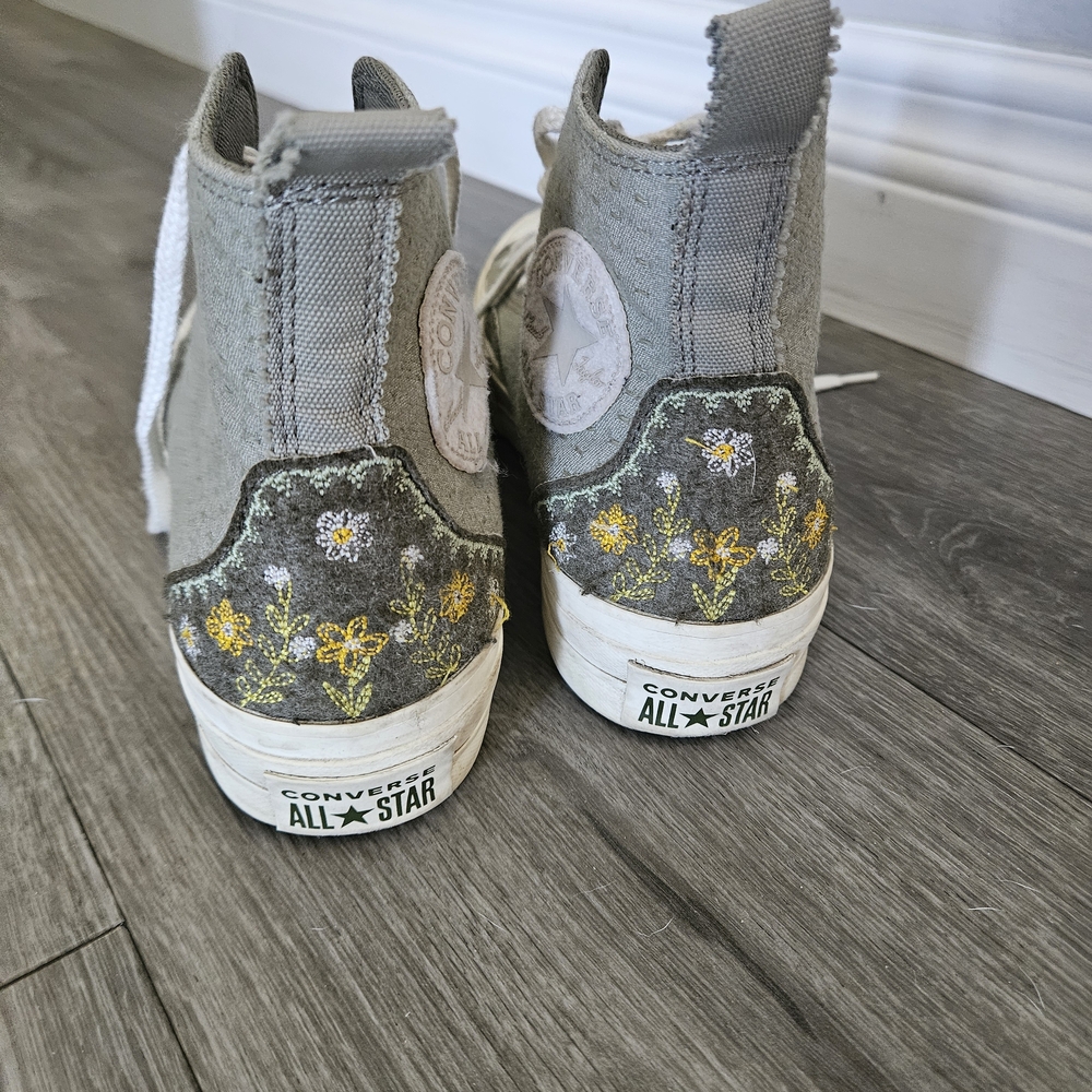 Converse Chuck Taylor All Star Lift Platform Autumn Embroidery Sage Green - Picture 3 of 5